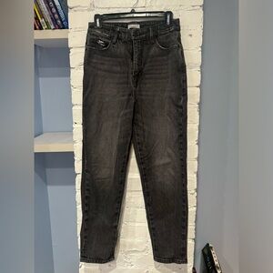 Good American Good Mom Jeans Women's Black High Rise Tapered‎ Leg Size 25